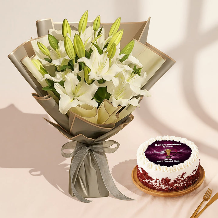 Congratulations Qatar Flower & Cake Combo