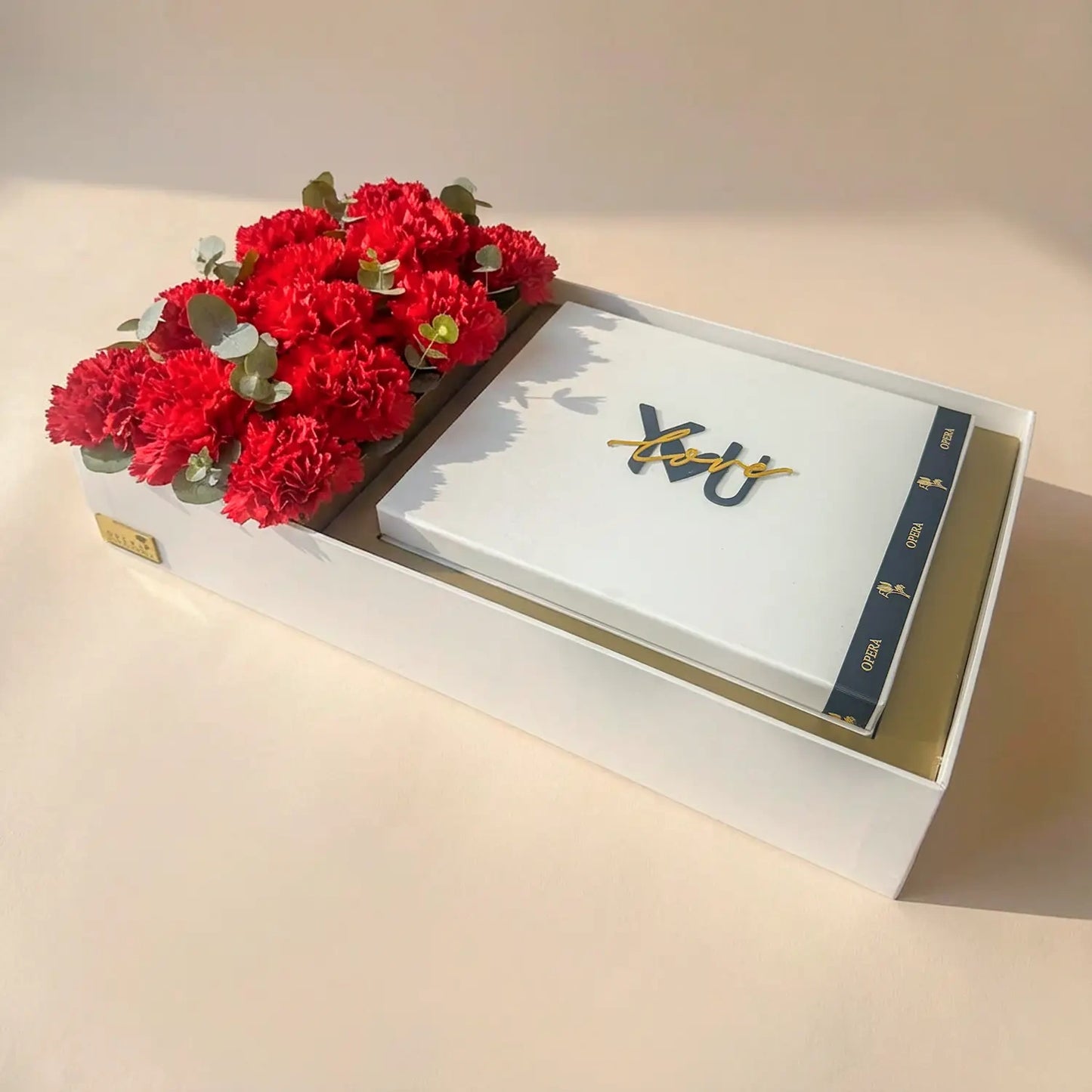 Romantic Red Carnations & Gourmet Chocolate Gift Box