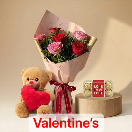 Valentine's Embrace: Romantic Red & Pink Rose