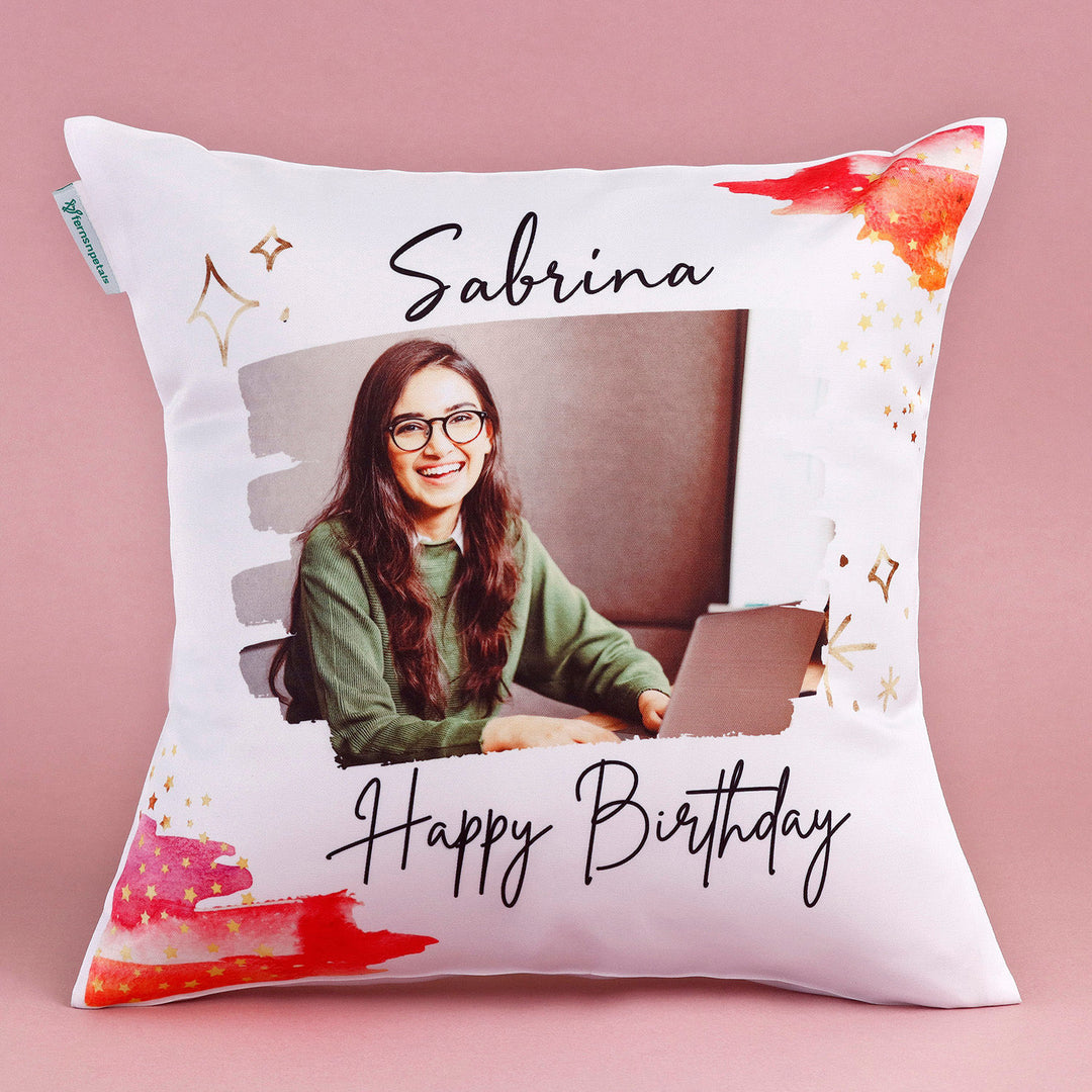 وسادة عيد ميلاد شخصية ناعمة - هدية مخصصة بالاسم والصورة