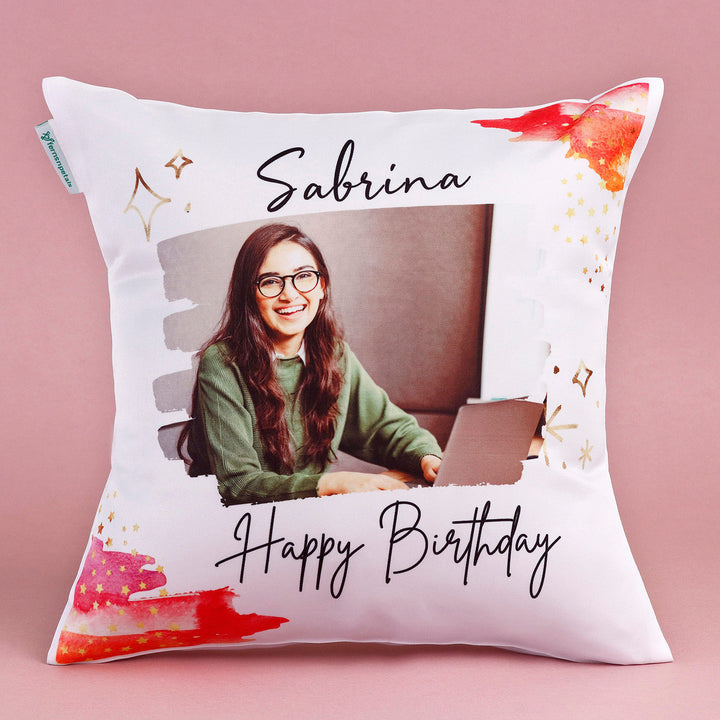 Personalized Cuddly Birthday Cushion - Custom Name and Photo Gift