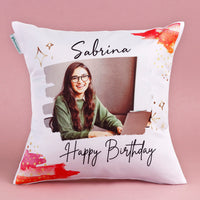 Personalized Cuddly Birthday Cushion - Custom Name and Photo Gift