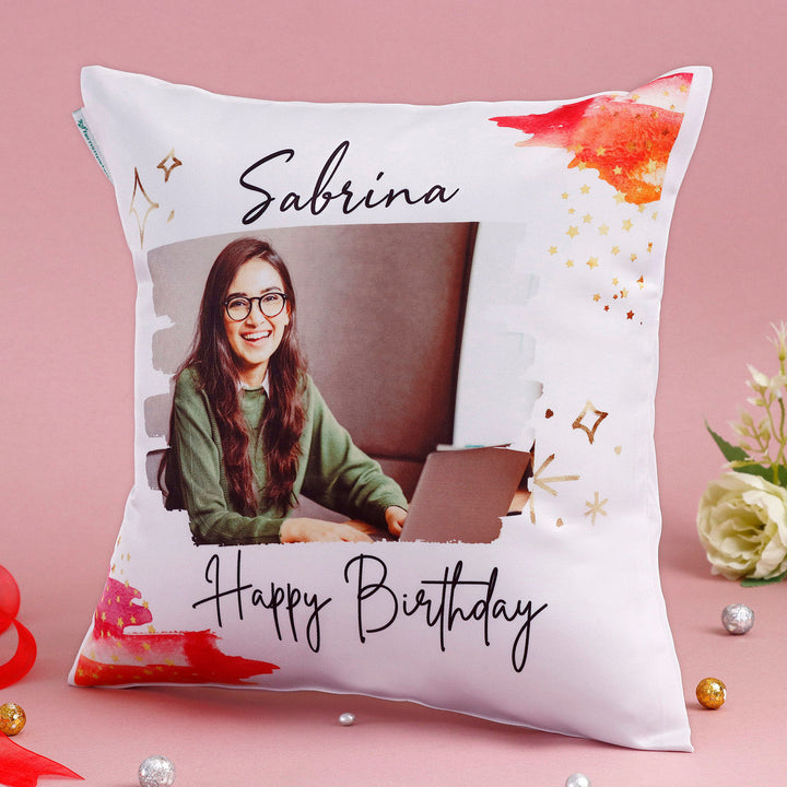 Personalized Cuddly Birthday Cushion - Custom Name and Photo Gift