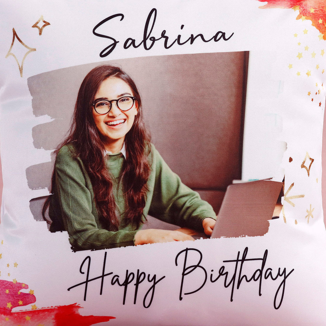 وسادة عيد ميلاد شخصية ناعمة - هدية مخصصة بالاسم والصورة