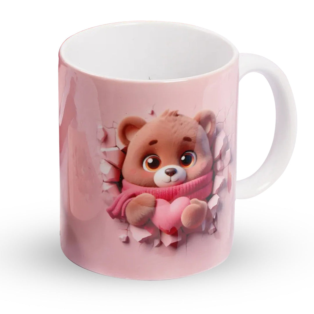 مجموعة وسادة ومج قطنية مع ورود وردية