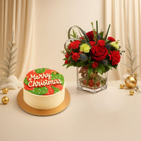 Decorative Xmas Floral Vase with Cake