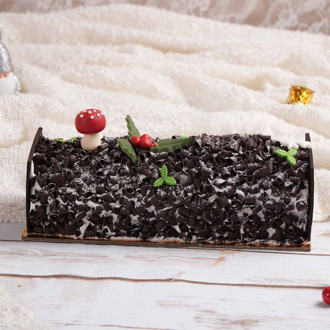 Festive Christmas Black Forest Yule Log Cake - Perfect Holiday Treat
