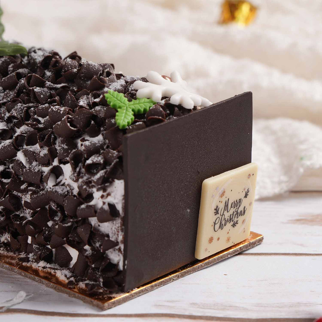 Festive Christmas Black Forest Yule Log Cake - Perfect Holiday Treat