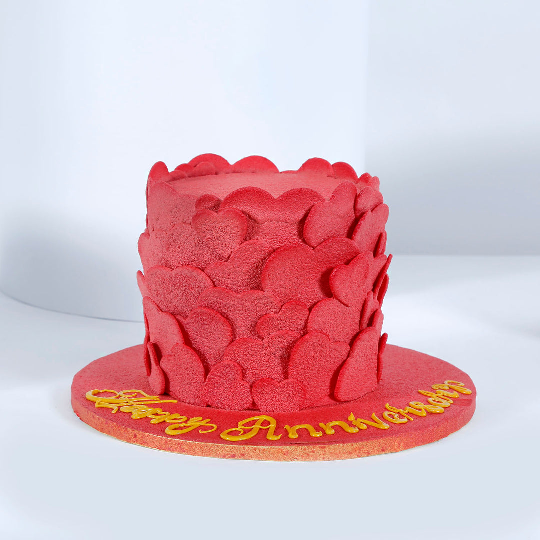 Elegant Heart-Themed Chocolate Fondant Cake