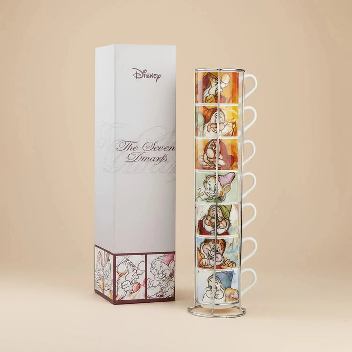 Disney '7 Dwarfs' Collectible Espresso Porcelain Cup Set | Set of 7 with Stand