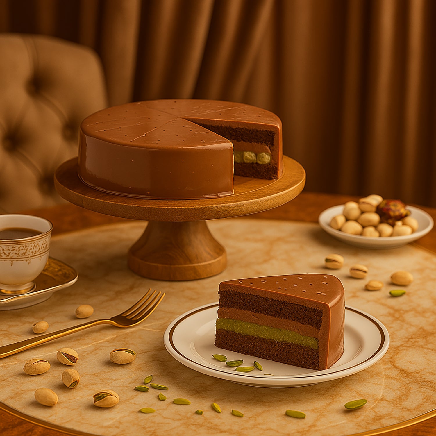 Dubai Chocolate Pistachio Kunafa Cake