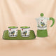 Egan Cocorico Green Moka Coffee Maker Set With 2 Mini Mugs & Tray