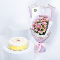 Eid Al-Adha Celebration: Red Velvet Cake with Elegant Purple Bouquet