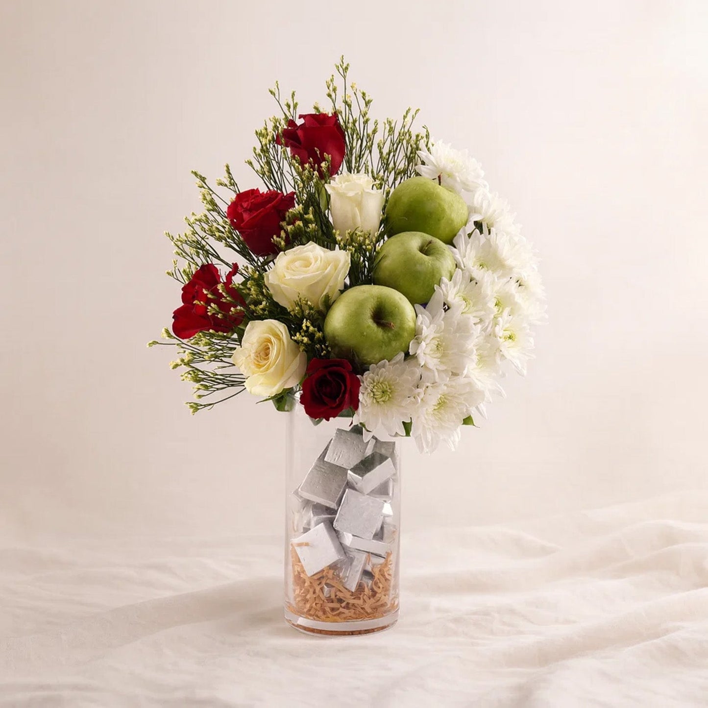 Emerald Grace: Luxurious Floral and Fruit Arrangement
