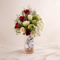 Emerald Grace: Luxurious Floral and Fruit Arrangement