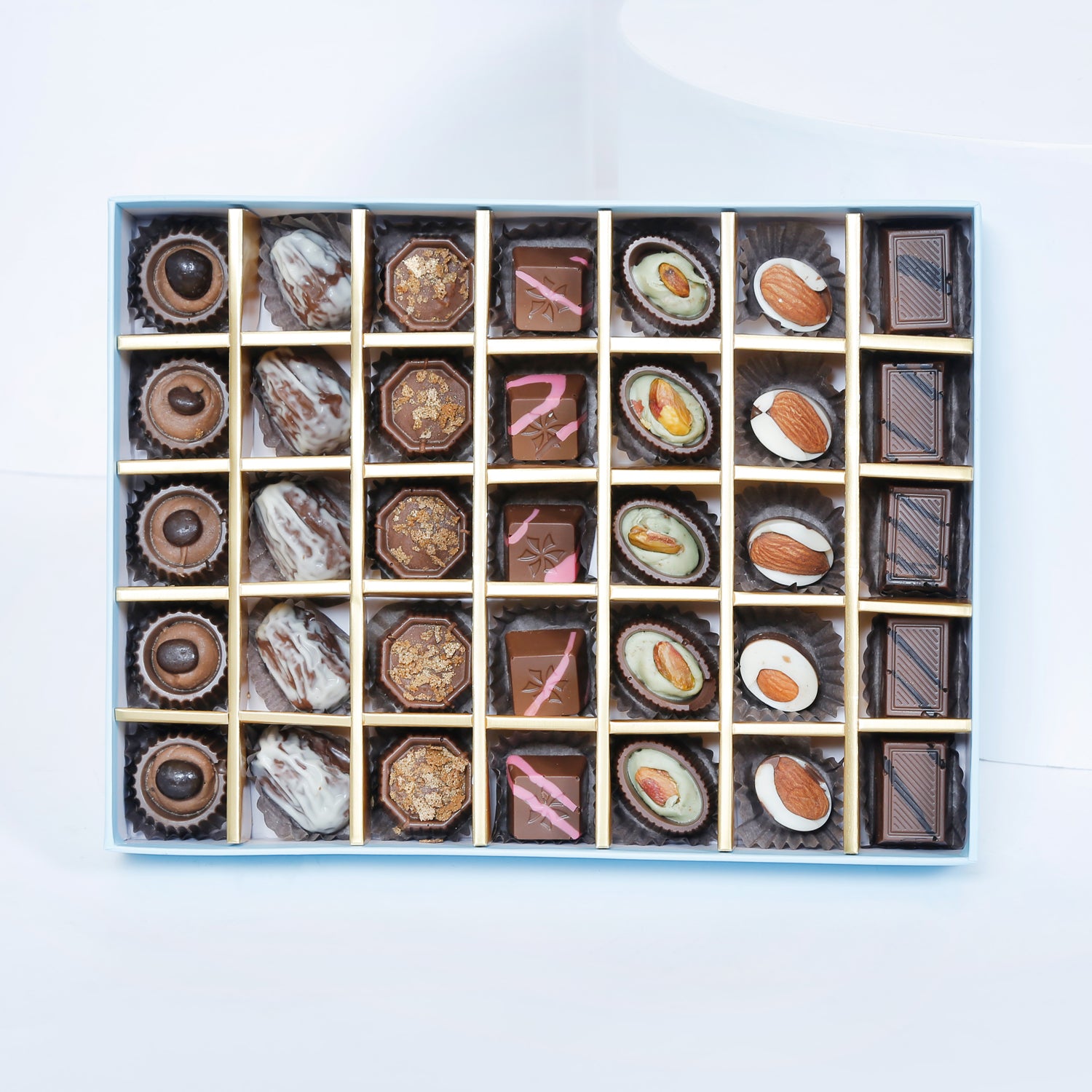 Empire Chocolate | Baby Blue Chocolate Box 35 Assorted Pieces & Baby Rose