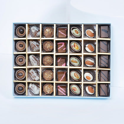 Empire Chocolate | Baby Blue Chocolate Box 35 Assorted Pieces & Baby Rose