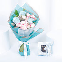Empire Chocolate | Baby Blue Chocolate Box 9 Assorted Pieces & Hand Bouquet