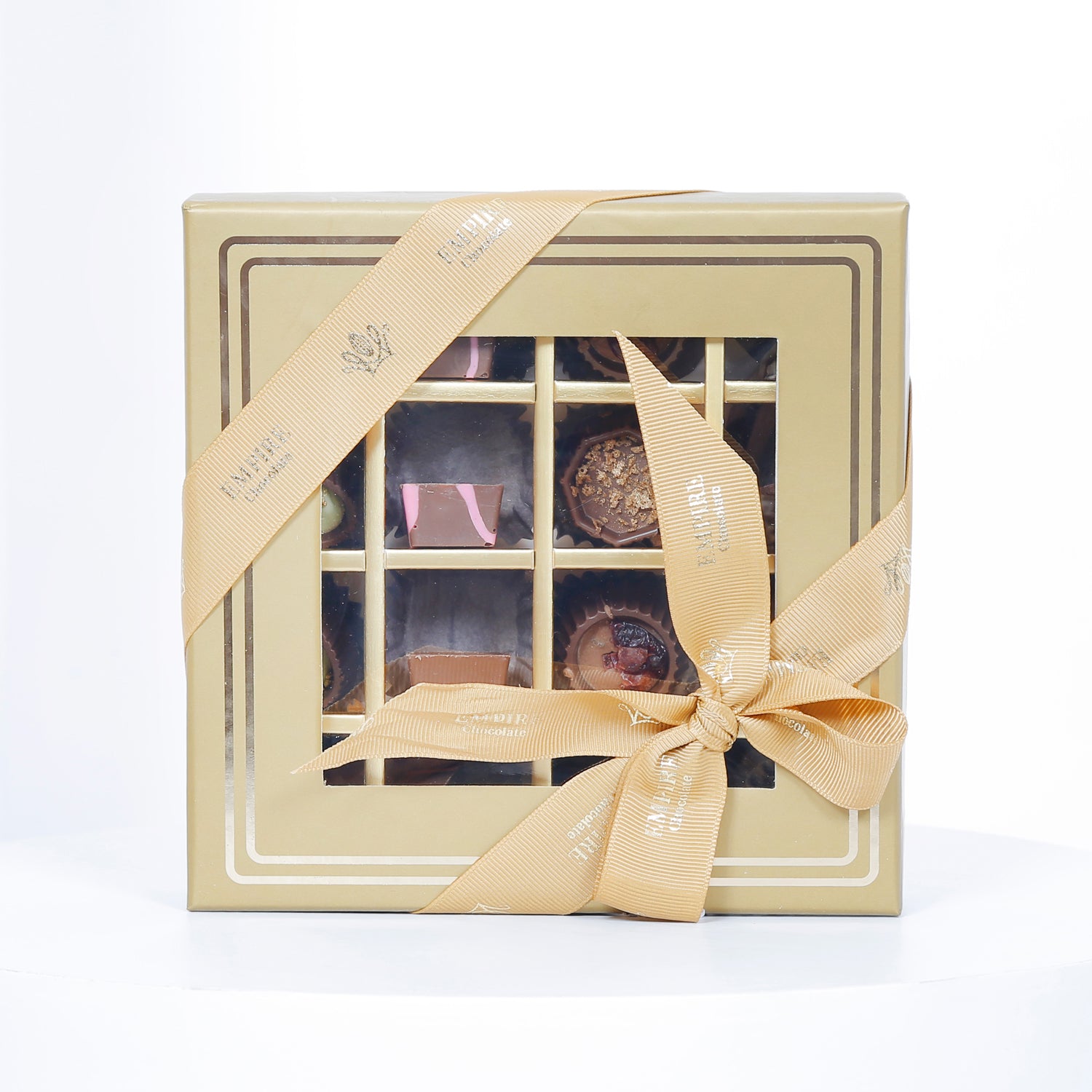 Empire Chocolate | Gold Chocolate Box 16 Assorted Pieces & Hand Bouquet