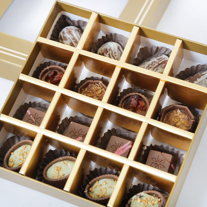 Empire Chocolate | Gold Chocolate Box 16 Assorted Pieces & Hand Bouquet