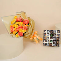 Empire Chocolate | Gold Chocolate Box 25 Assorted Pieces & Hand Bouquet