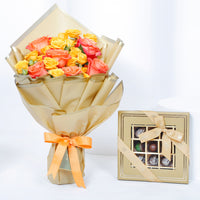Empire Chocolate | Gold Chocolate Box 25 Assorted Pieces & Hand Bouquet