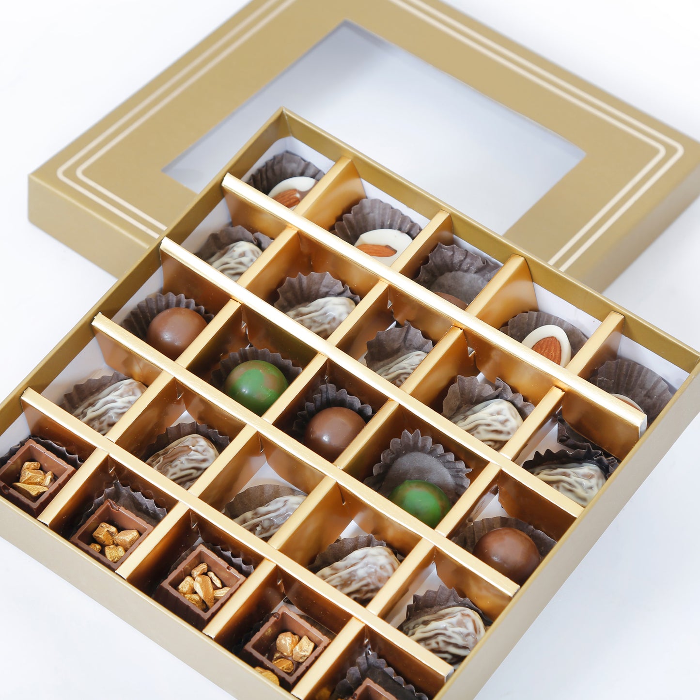 Empire Chocolate | Gold Chocolate Box 25 Assorted Pieces & Hand Bouquet