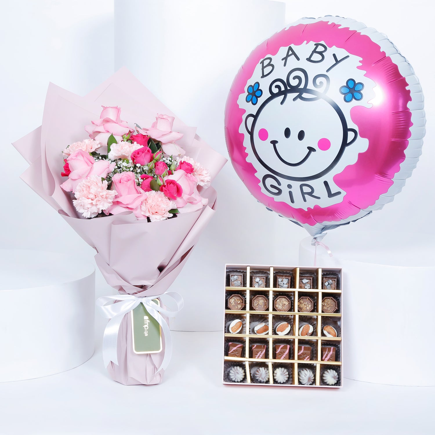 Empire Chocolate | Pink Box 25 Pcs N Bouquet N Baby Girl Balloon