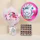 Empire Chocolate Gift Set: Pink Roses Bouquet, Assorted Chocolates, and Baby Girl Balloon