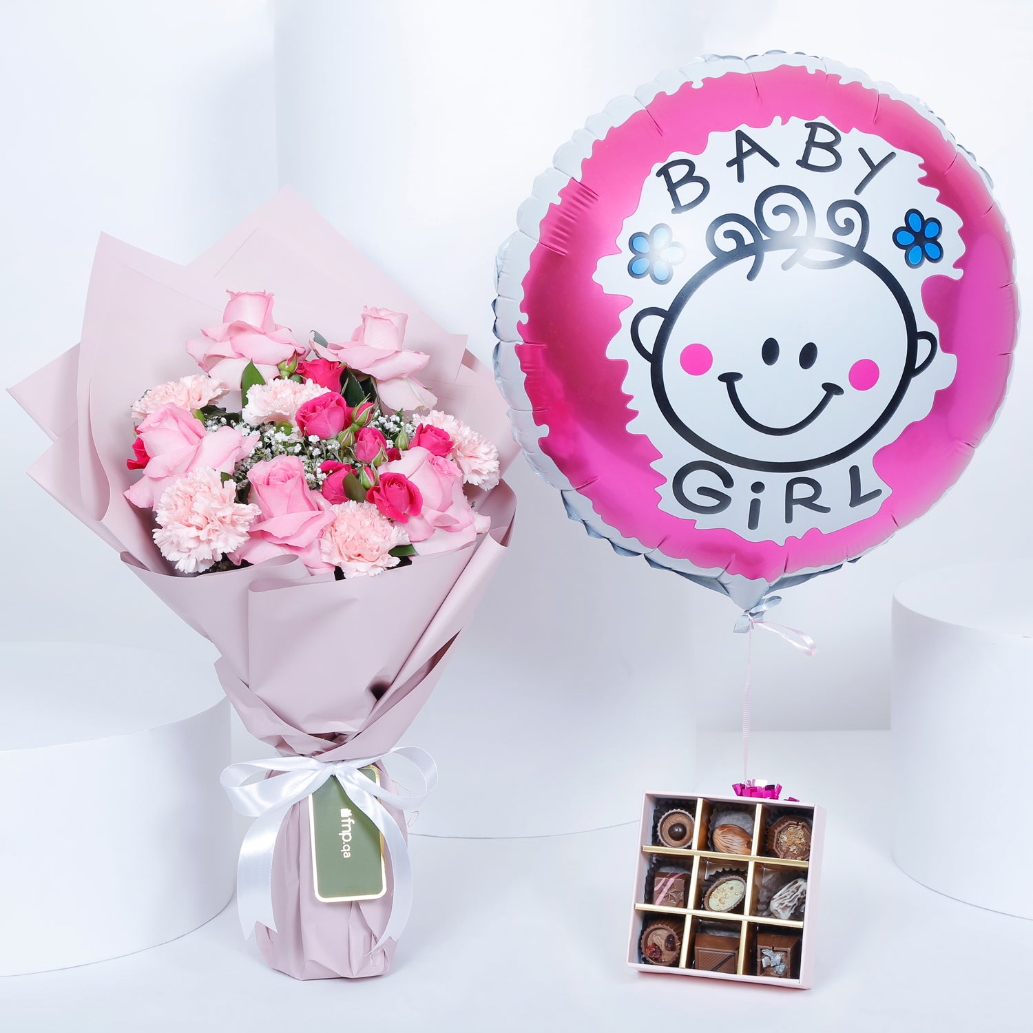 Empire Chocolate | Pink Box 9 Pcs N Bouquet N Baby Girl Balloon
