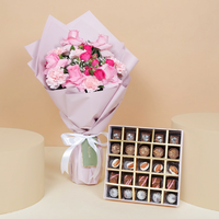 Empire Chocolate Pink Box: 25 Assorted Chocolates & Elegant Hand Bouquet