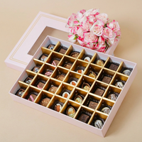 Empire Chocolate: Luxurious Pink Chocolate Box with 35 Assorted Pieces & Elegant Rose Bouquet