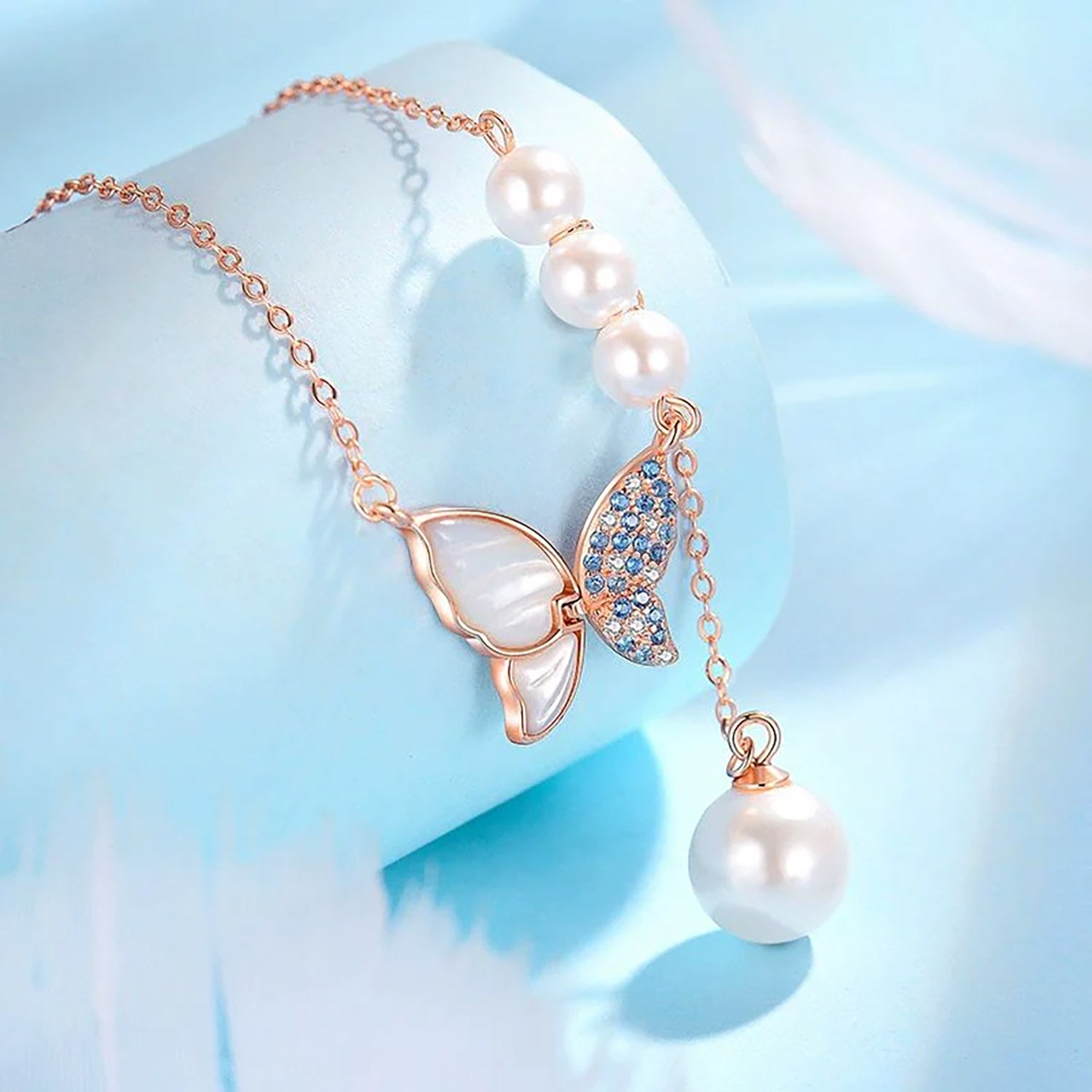 Enchanted Butterfly Pearl Necklace – 925 Sterling Silver