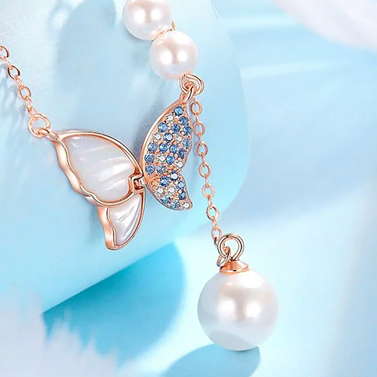 Enchanted Butterfly Pearl Necklace – 925 Sterling Silver
