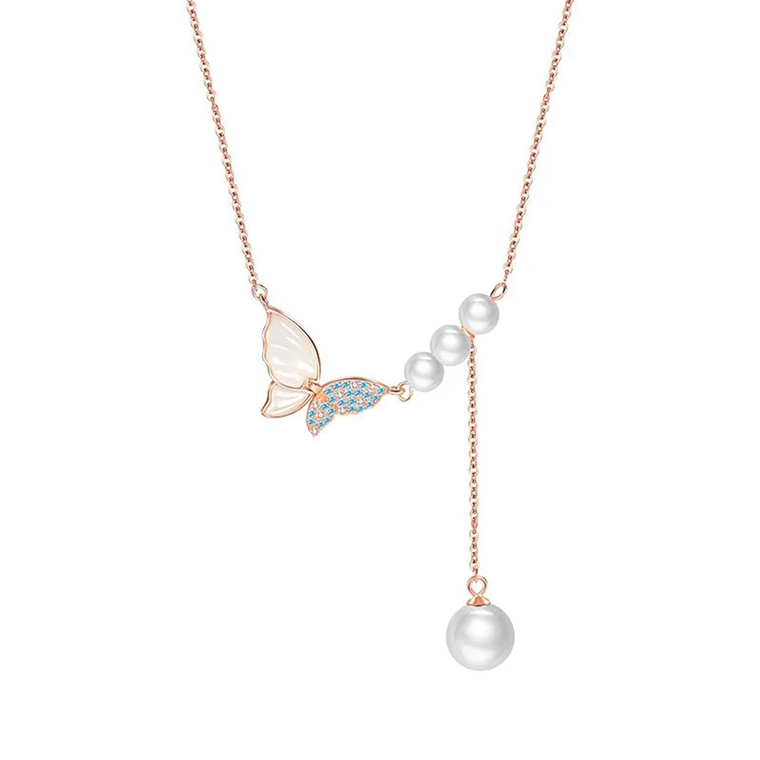 Enchanted Butterfly Pearl Necklace – 925 Sterling Silver