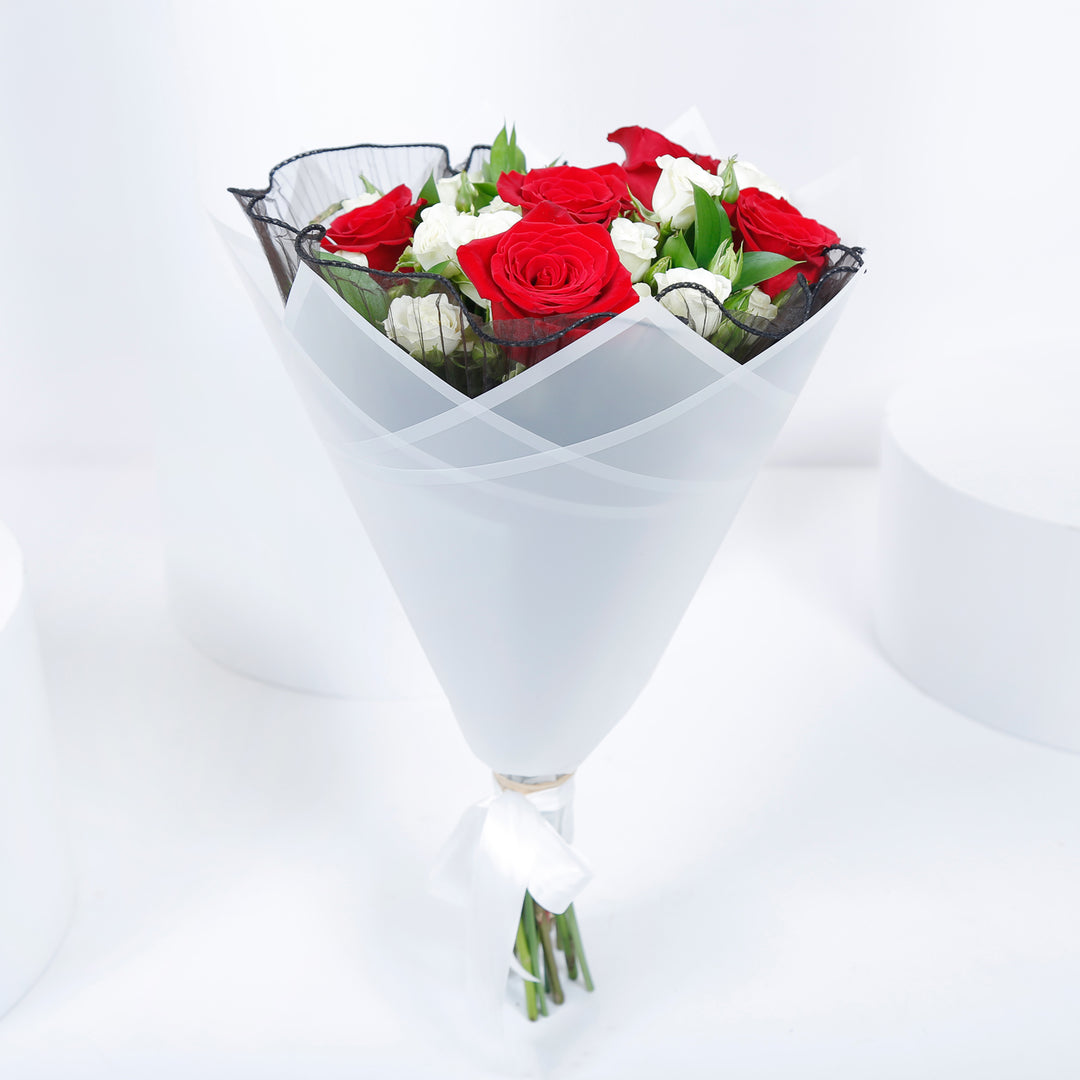 Eternal Elegance Bouquet: A Timeless Blend of Red and White Roses
