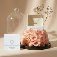 قلادة نبض القلب الأبدية مع لمسة زهور وردية