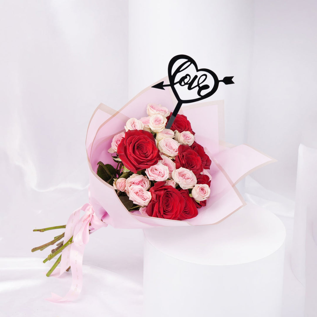Eternal Love Valentine Bouquet with Elegant Black Love Topper