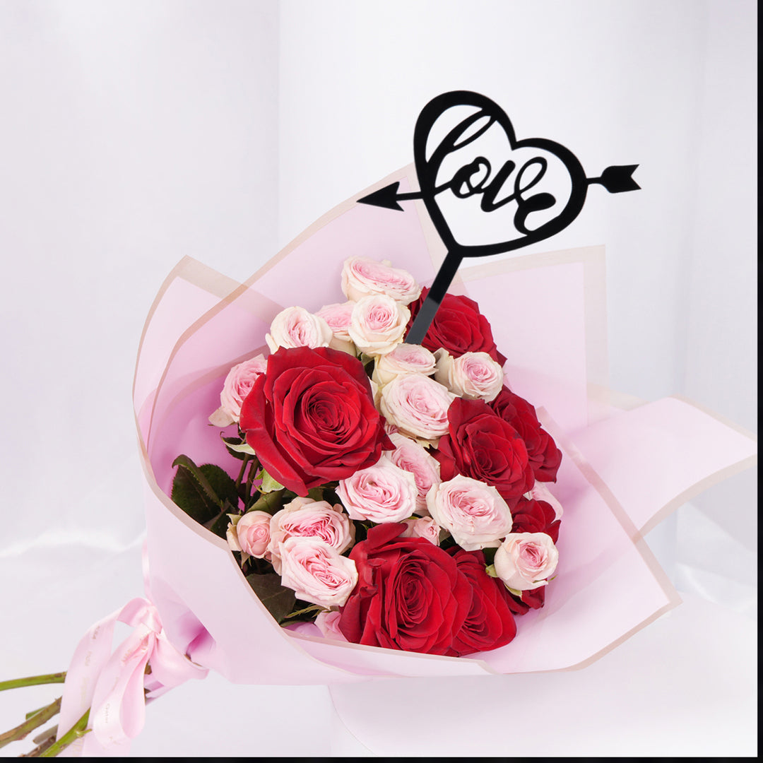 Eternal Love Valentine Bouquet with Elegant Black Love Topper