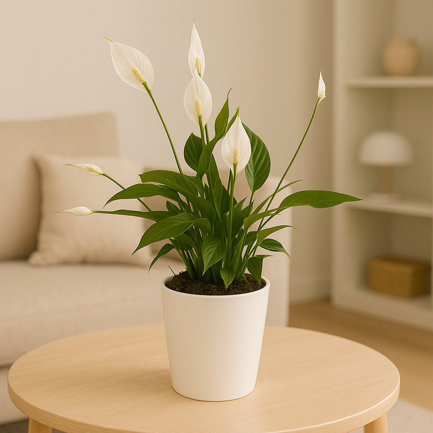 EverPure Peace Lily in Elegant Marble Finish Pot