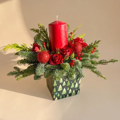 Festive Flame Christmas Vase Arrangement