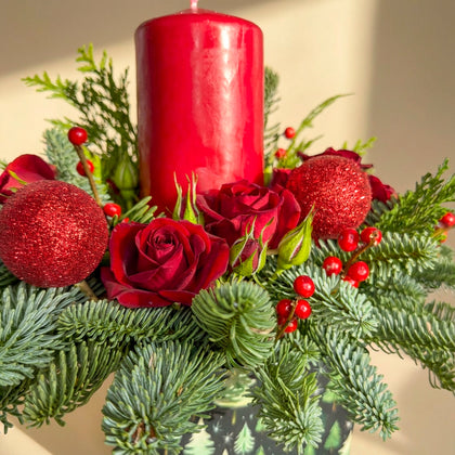Festive Flame Christmas Vase Arrangement
