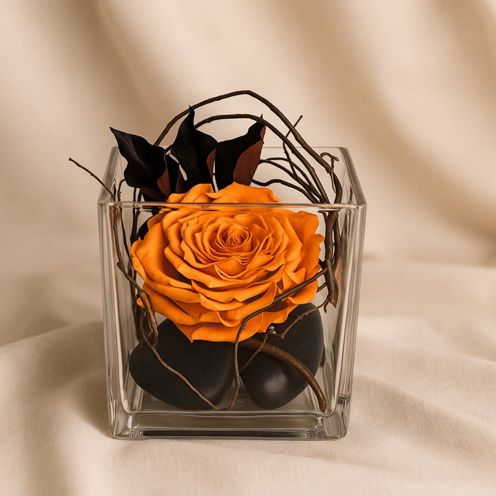 Fiery Orange Rose Vase