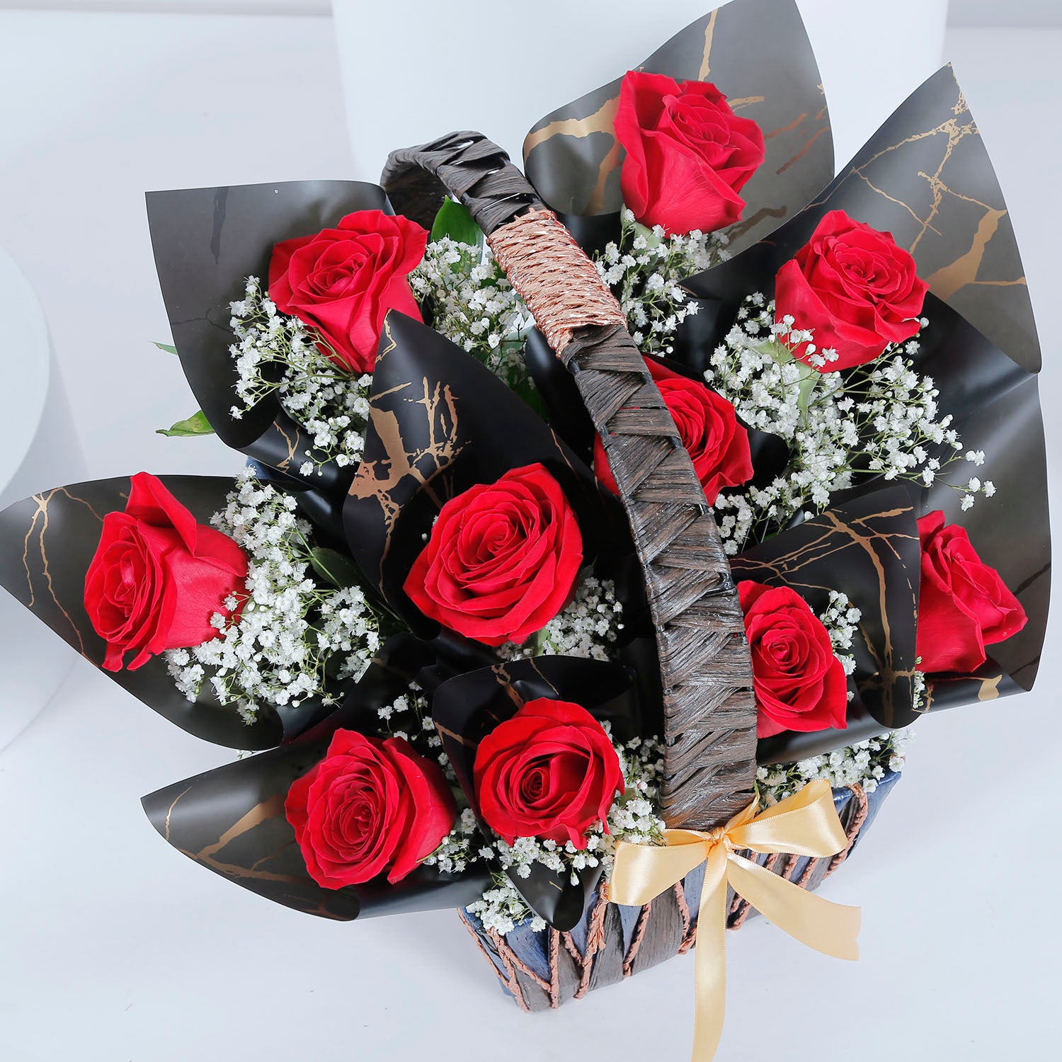 Red Rose Basket With I Love You Balloon