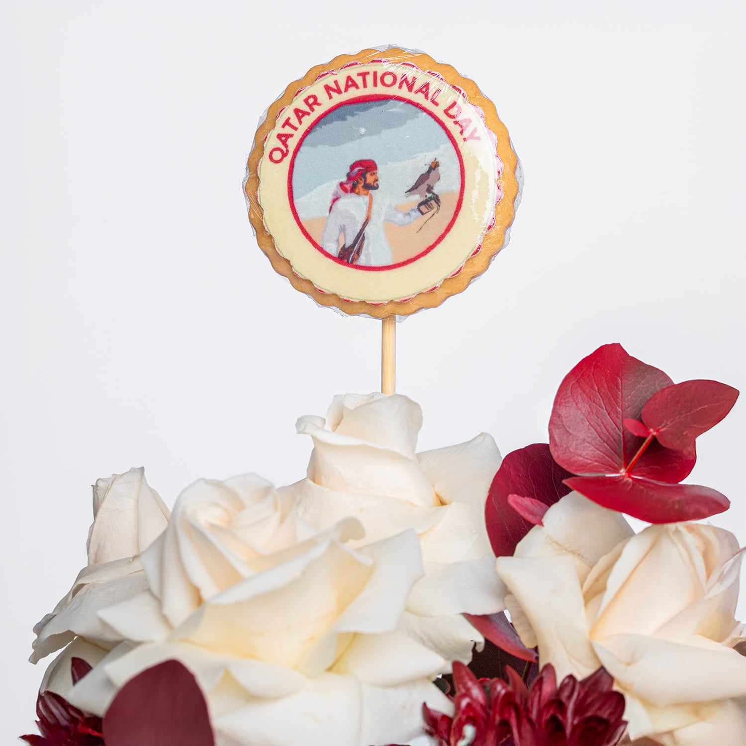 Flowers & Cookies Vase Arrangement for National Day