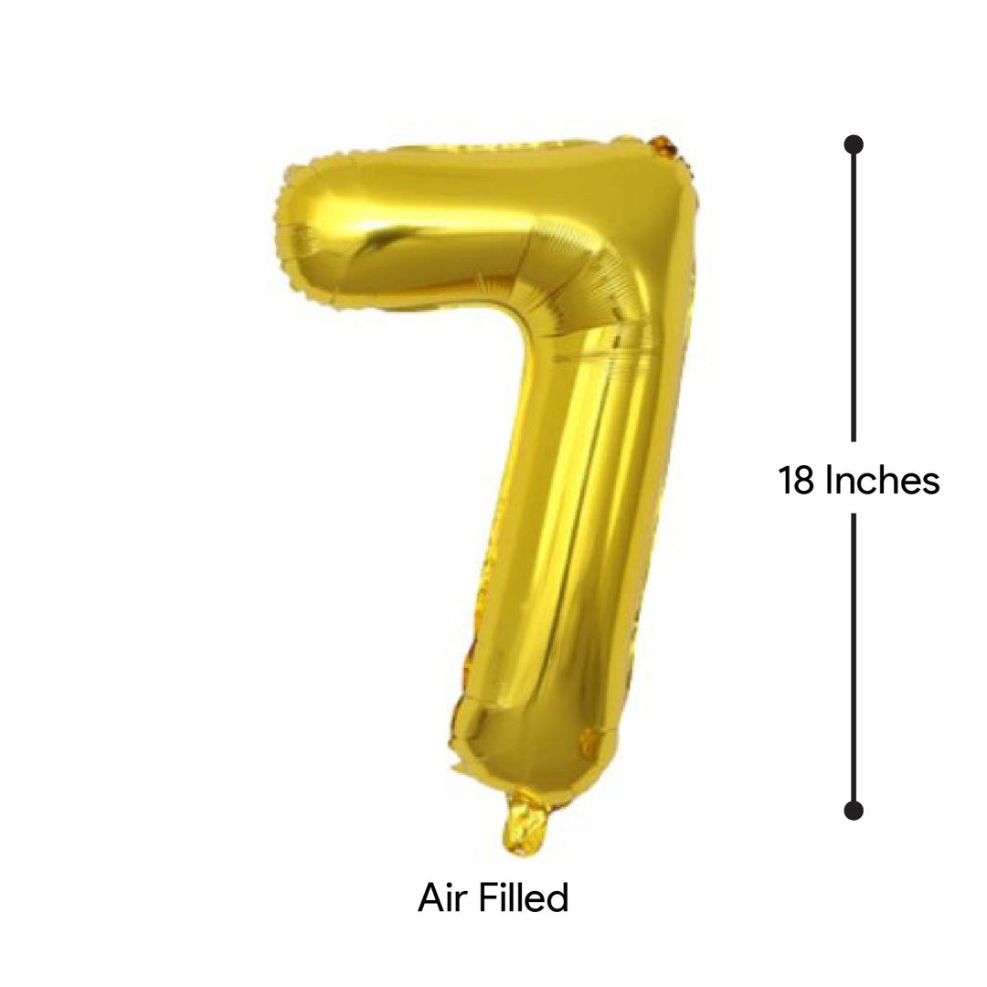 Gleaming Gold Foil Number 7 Balloon - 18 Inches, Air Filled