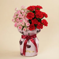 Forever Yours Bouquet - Elegant Red Carnations & Pink Spray Roses