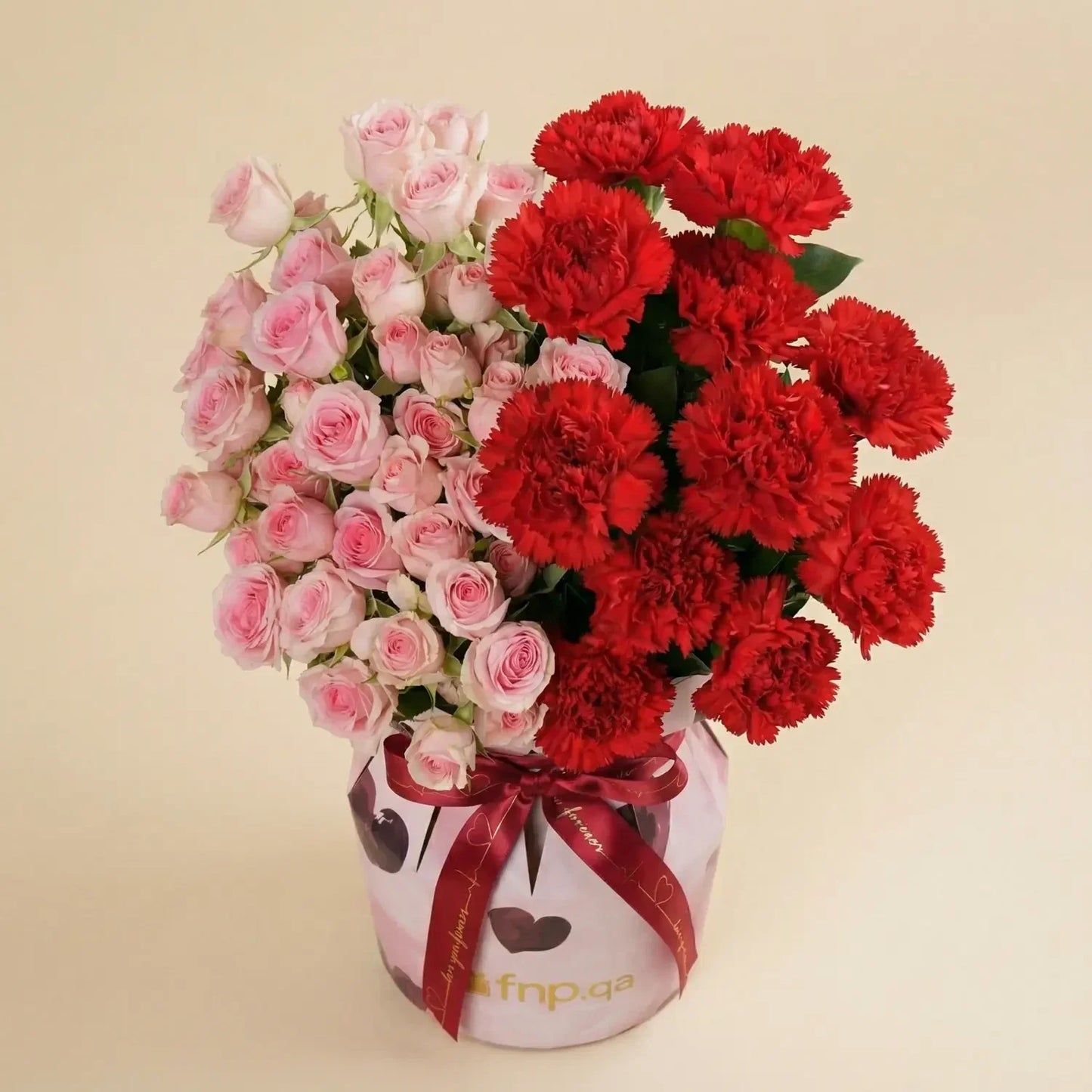 Forever Yours Bouquet - Elegant Red Carnations & Pink Spray Roses