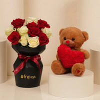 Elegant Peach and Red Rose