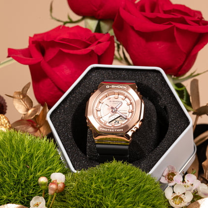 G-SHOCK ANALOG DIGITAL Watch for Women with Roses & Chocolate